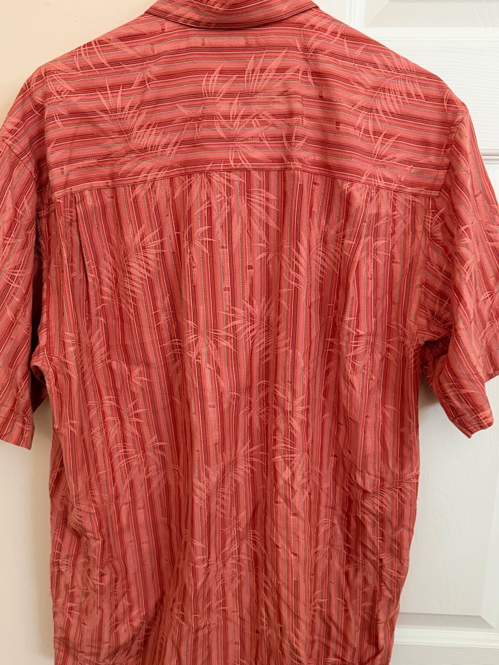Tommy Bahama Orange w/ Multicolor Stripes Men’s M Cotton & Silk Short Sleeve - Picture 6 of 6